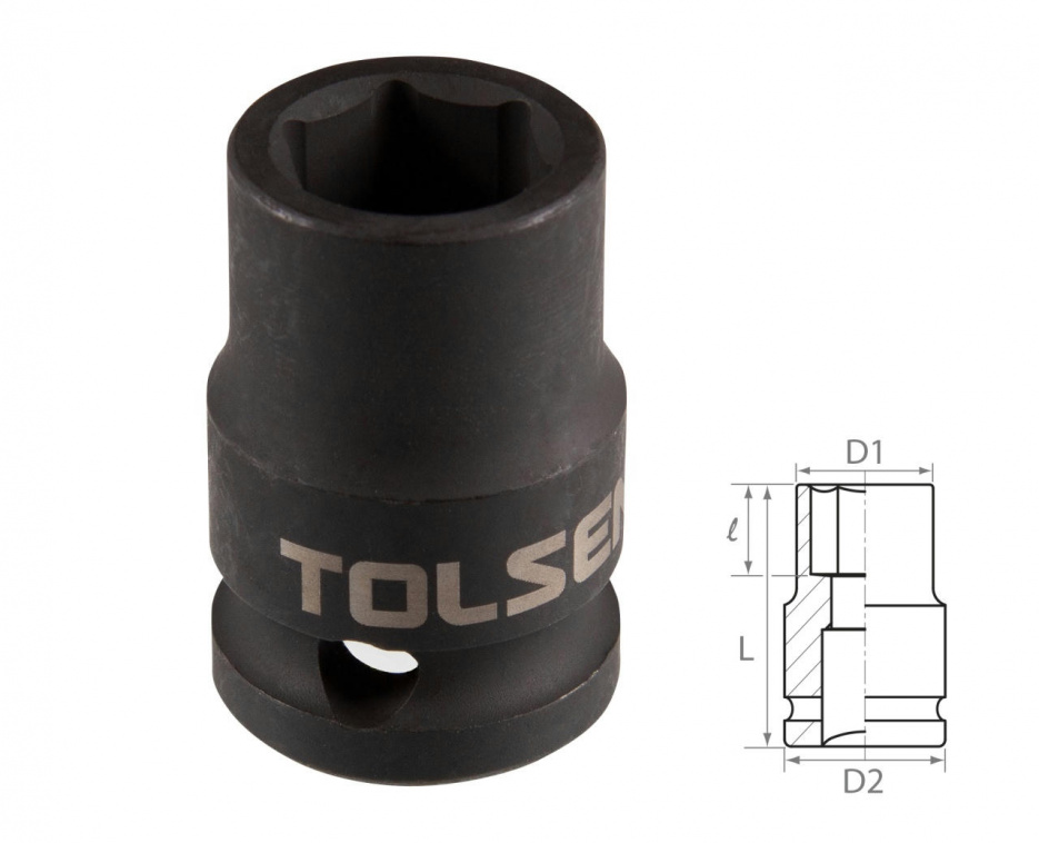 Головка торцевая ударная шестигранная 1/2", 14 мм TOLSEN TT18214